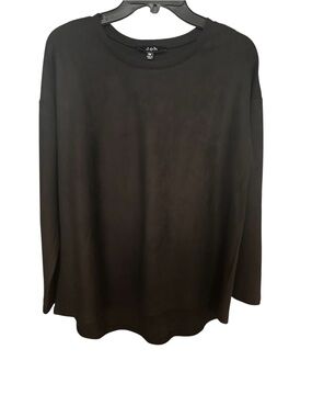 Joh Relaxed Scoop-Neck Long Sleeve Top - Black
